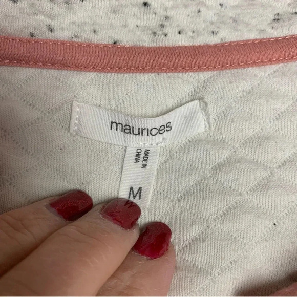 Maurice’s medium quilted pullover jacket rounded hem notched cuffs cream color - Picture 6 of 11